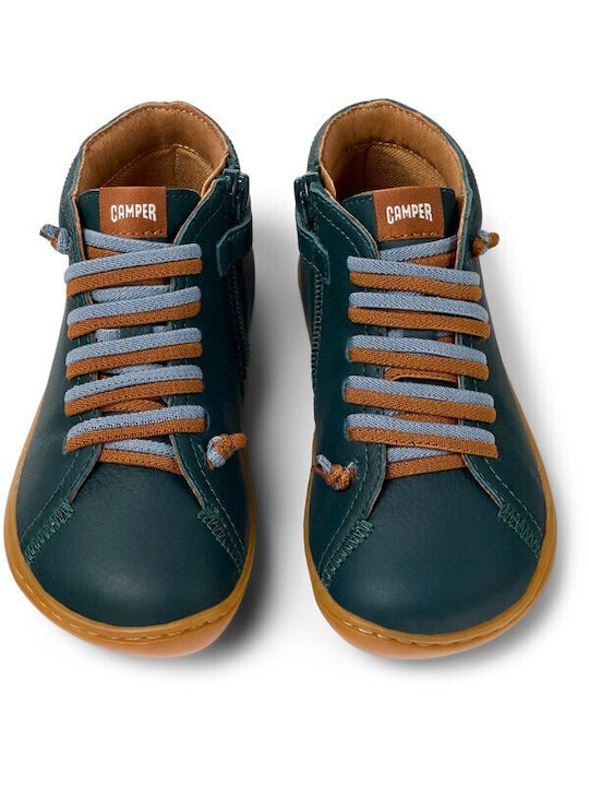 Camper Kids Leather Boots with Lace Green