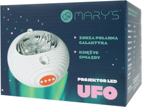 Mary's Led Kids Projector Lamp Mary's UFO with Star Projection White 15x14.5x10.4εκ.