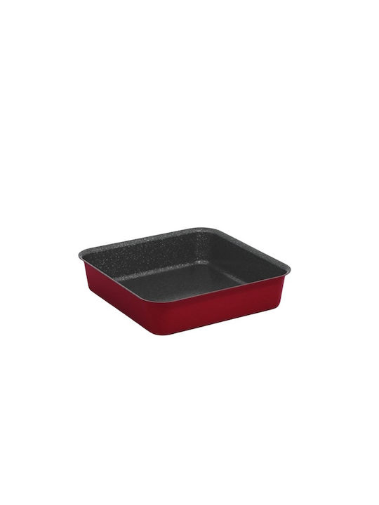 Keystone Electra Granite Aluminum Rectangular Baking Pan with Stone Coating Red 36x36cm