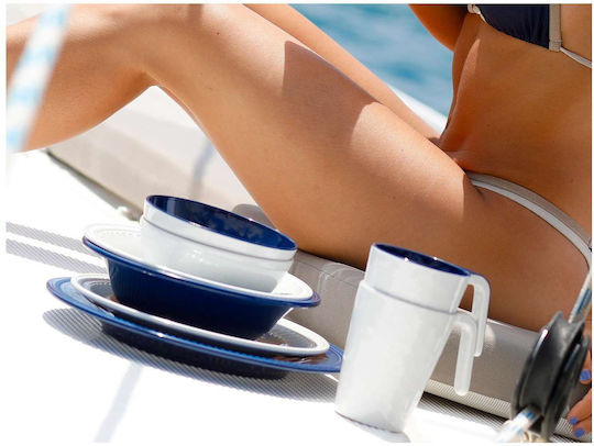 Marine Business Melamine Salad Bowl with Salad Spoons White 25x25cm 3pcs