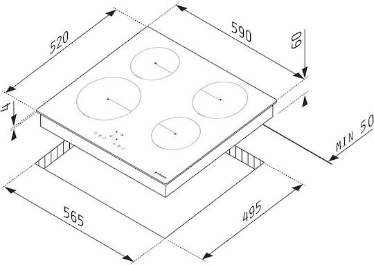 Pyramis PHI62430FMB Induktionskochfeld Autonom 59x52εκ.