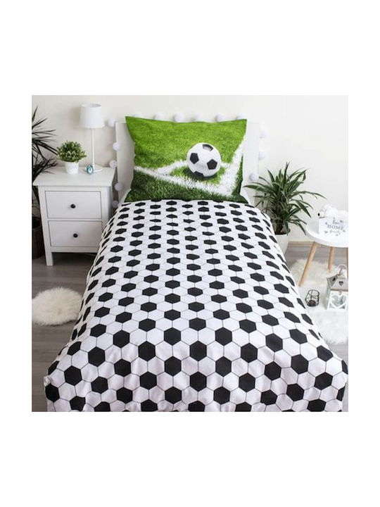 Set Kids Duvet Cover Single with Pillowcase Cotton Green/black and white 140x200cm
