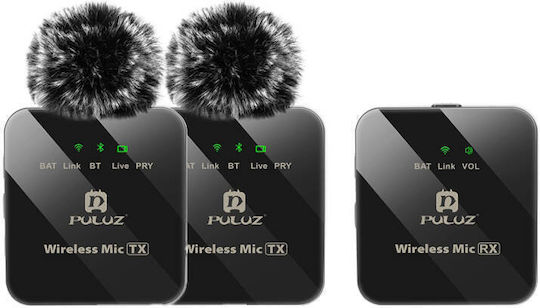 Puluz 2 TX + 1 RX Set Wireless Microphone Flyout for Vocals