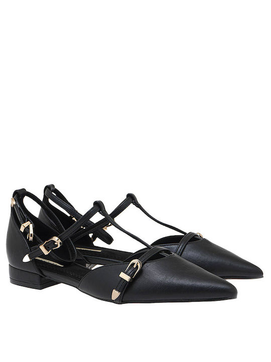 Corina Synthetic Leather Ballerinas With strap Black