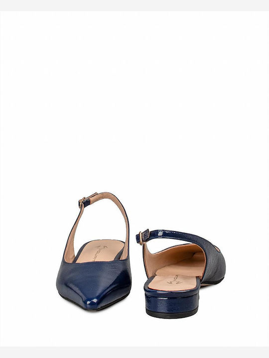Patent Leather Slingback Ballerinas Navy Blue