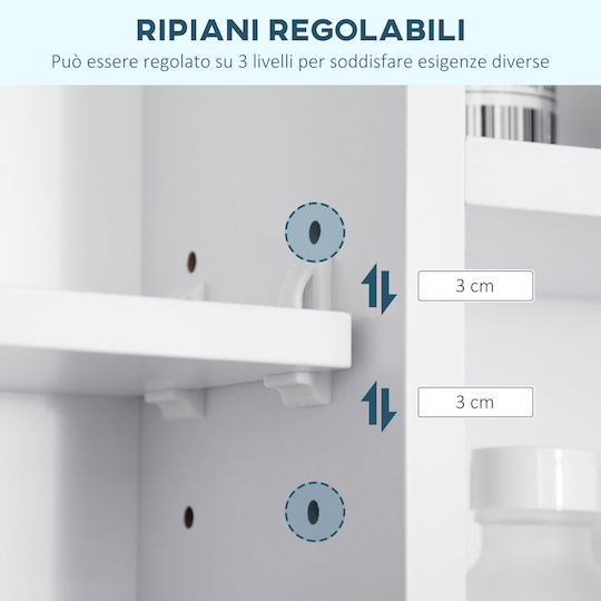 Kleankin Rectangular Bathroom Mirror made of MDF with Shelf 100x15cm White