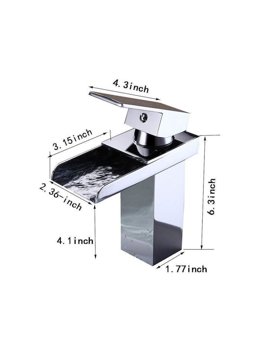 25502 Mixing Waterfall Sink Faucet Silver