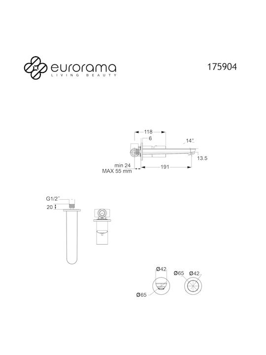 Eurorama Αναμεικτική Μπαταρία Νιπτήρα