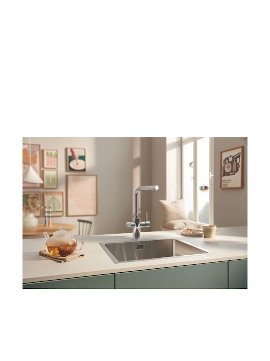 Grohe Pure Minta Kitchen Faucet Counter with Pull-Out Spray Silver