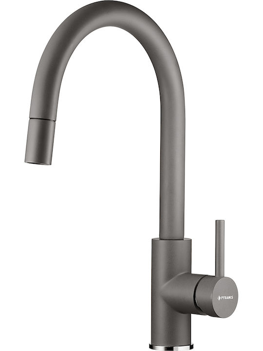 Pyramis Verismo Kitchen Counter Faucet with Pull-Out Spray Grey