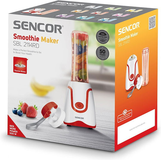 Sencor Μπλέντερ με Κανάτα Tritan 600 ml 500W Κόκκινο SBL 2114RD