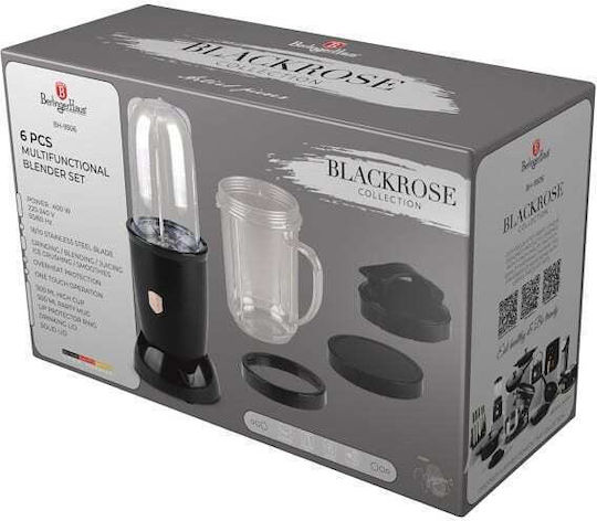 Berlinger Haus Μπλέντερ με Πλαστική Κανάτα 500 ml 400W Μαύρο BH-9506
