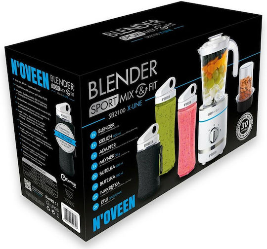 N'Oveen SB2100 Blender with Plastic Jug 800 ml 500W White