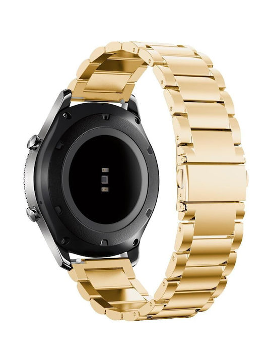 Techsuit Watchband W010 Strap Stainless Steel Gold (Samsung Galaxy Watch (46mm) / Watch 3 / Gear S3, Huawei Watch GT / GT 2 / GT 2e / GT 2 Pro / GT 3 (46 mm)) KF2313154