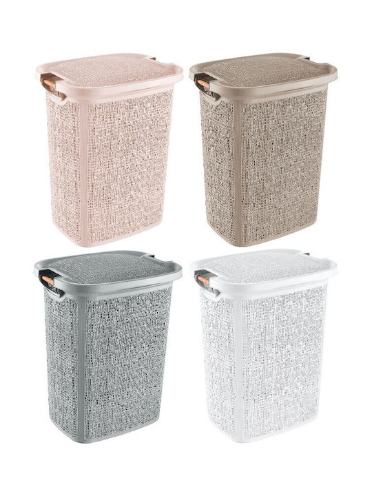 Viosarp Laundry Basket Wooden with Cap 47x39x58cm Pink