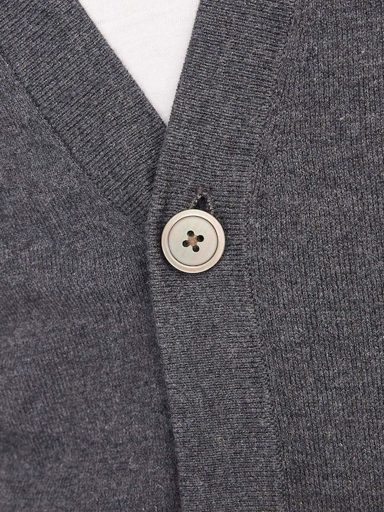 Men's Knitted Cardigan with Buttons Gray