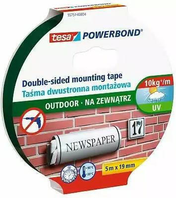 Tesa Powerbond Αυτοκόλλητη Ταινία Διπλής Όψης Διάφανη 5mx19mm