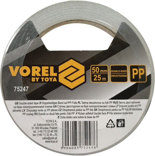 Vorel Selbstklebend Doppelseitiges Klebeband Transparent 50mmx10m 1Stück