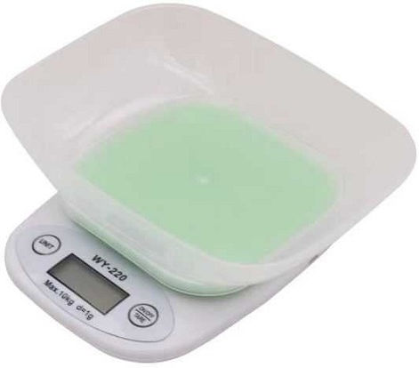 Cântar Digital de Bucătărie cu Bol Alb până la 5kg