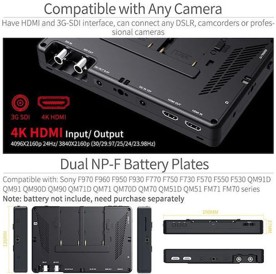 FeelWorld LUT7S 7" 3D LUT 4K HDMI and SDI Monitor Αξεσουάρ Φωτογραφικής Μηχανής