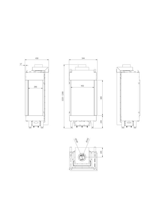 Kratki Leo P 45 68 G20 Ενεργειακό Τζάκι Αερίου 5.8kW Δεξιά Γωνία με Σταθερή Πόρτα