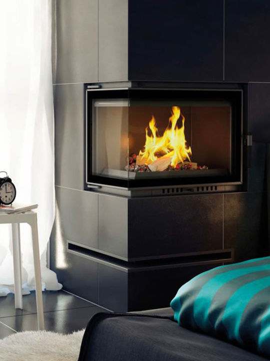 Kratki Maja PW BL 12 BS W DECO Șemineu cu inserție Lemn 8kW Colțul stâng cu o ușă care se deschide Rezervor de expansiune închis
