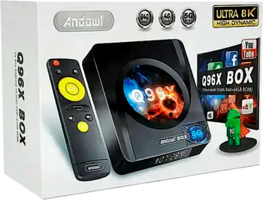 Andowl TV Box Q96X Q96X 4K UHD με WiFi 4GB RAM και 64GB Αποθηκευτικό Χώρο με Λειτουργικό Android 10.0