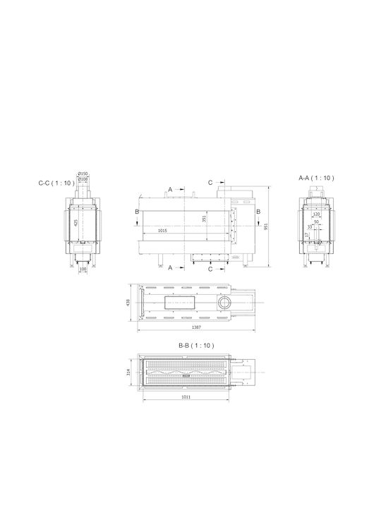 Kratki Leo LP 100 Tunel G31 37 MBAR Ενεργειακό Τζάκι Αερίου 8.2kW Τρίπλευρο με Σταθερή Πόρτα