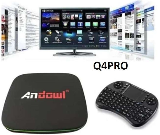Andowl ТВ кутия Q4 Pro 4K UHD с WiFi 2GB RAM и 16GB Памет за съхранение с Операционна система Android 9.0