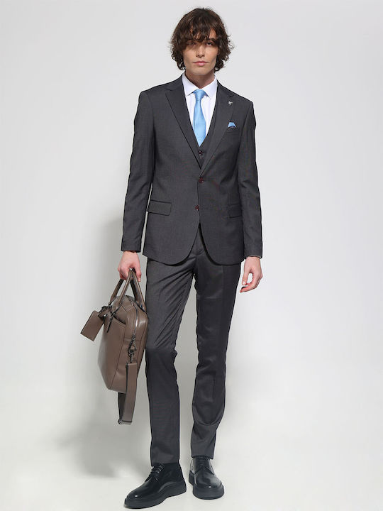 Tresor Men's Suit with Vest Dark Grey