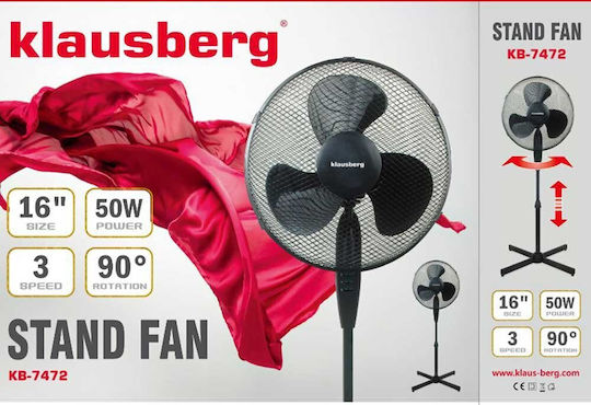 Klausberg Ventilator Pe Piedestal 50W Diametru Ventilator 40cm Negru