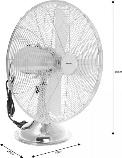 Klausberg Tabletop Fan 50W with 41cm Diameter Silver