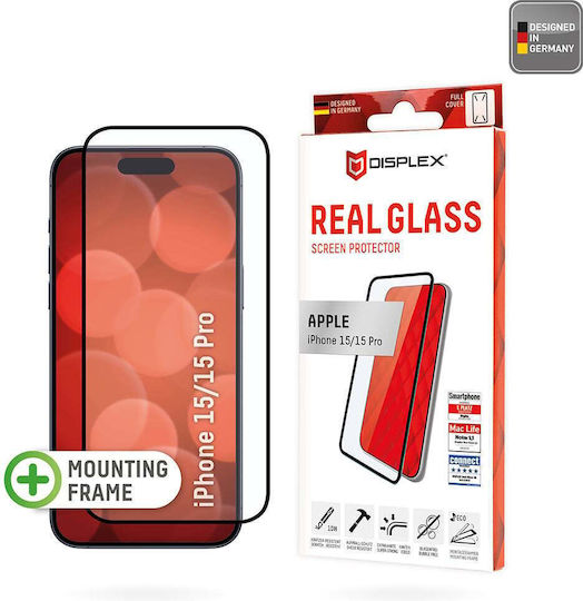 Displex Real Glass 0.33mm Full Face Tempered Glass Black (iPhone 15)