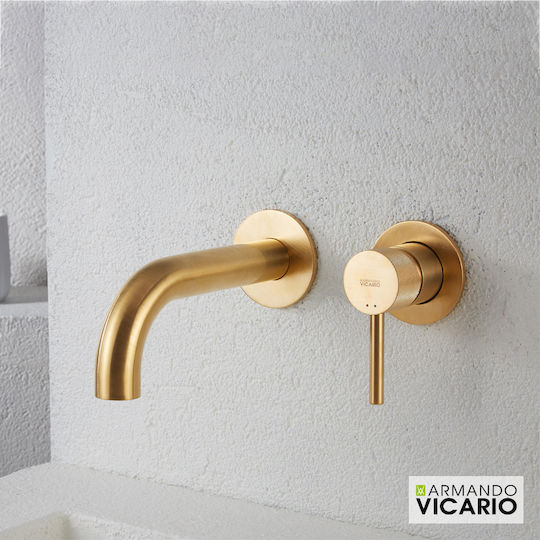 Armando Vicario Industrial Built-in Mixer & Spout Set for for Bathroom Sink Gold