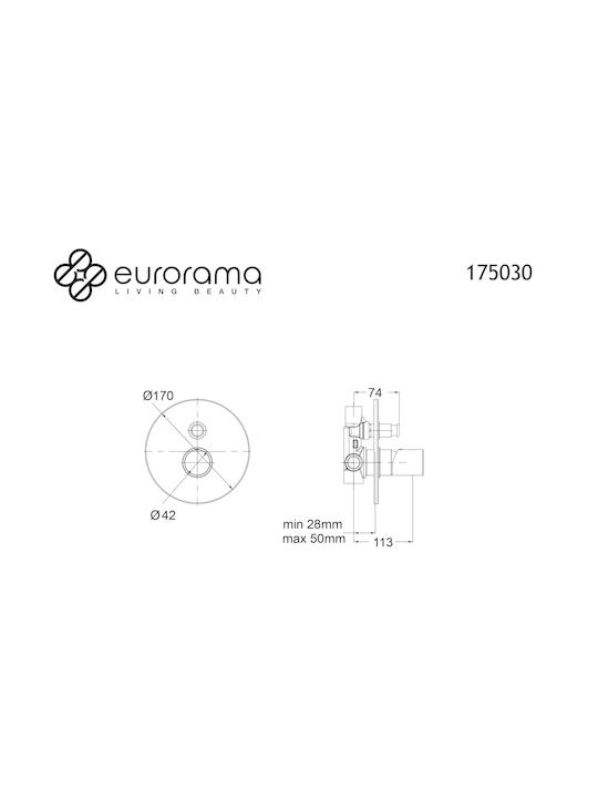 Eurorama Built-in Mixer & Diverter Set for Shower 2 Exits