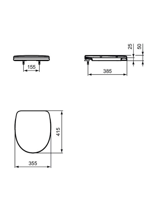 Ideal Standard Plastic Toilet Seat White Oceane 41.5cm