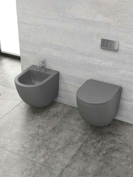 Karag Milos Capac WC Subțire Închidere lentă Plastic 43.5x37cm Gri mat Karag Milos Capac WC Subțire Închidere lentă Plastic 43.5x37cm Gri mat