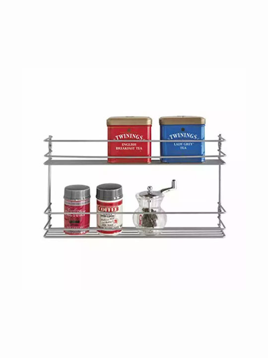 Metaltex 364632 Επιτοίχια Ραφιέρα Μπάνιου Μεταλλική με 2 Ράφια 36x8x19cm Ασημί