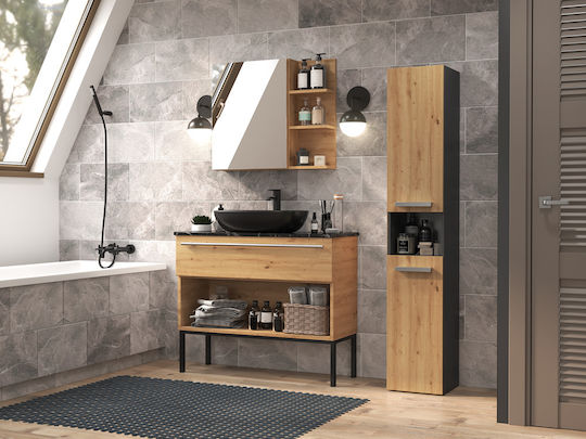 Topeshop An der Wand montiert Badezimmerregal Hölzernes Gray
