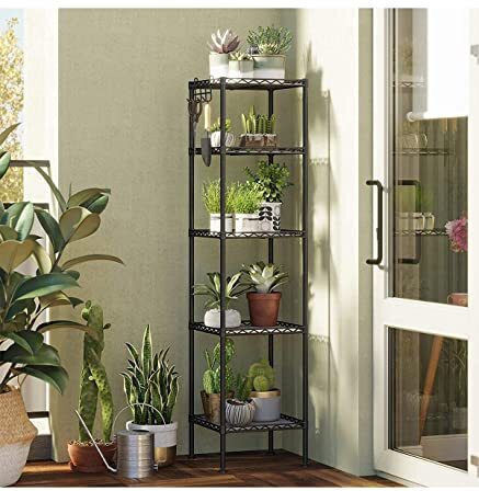 Songmics Floor Bathroom Shelf Metallic 30x30x123.5cm Black