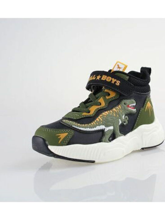 T-rex Kids Sneakers High with Scratch & Lights Green
