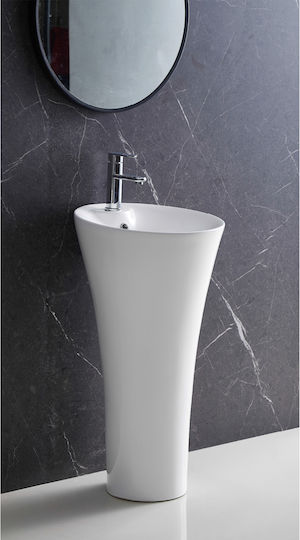 Vinci Curve Slim Επικαθήμενος Νιπτήρας Πορσελάνης 42x42x83cm Λευκός