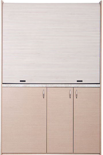 Silver ΚΣ140 Kitchenette with Right Sink Bowl 140x65x204cm Beige