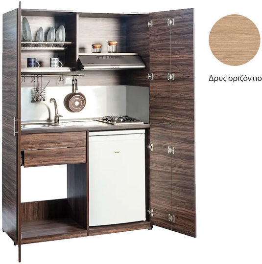 Silver ΚΣ125 Πολυκουζινάκι με Αριστερή Γούρνα 125x65x209cm Δρυς Οριζόντιο με Πόρτες
