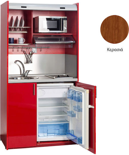 Silver K105 K105-Cherry Kitchenette with Left Sink Bowl 105x65x209cm Cherry