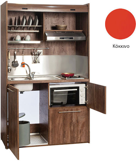 Silver KS125-FOU KS125-FOU-Roșu Bucătărie Mică cu Chiuvetă Stângă 125x65x209cm Roșie