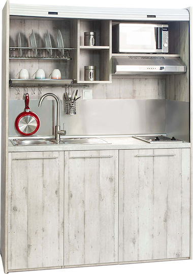 Silver KΣ160 KΣ160-Kokkino Kitchenette with Left Sink Bowl 160x65x209cm Red