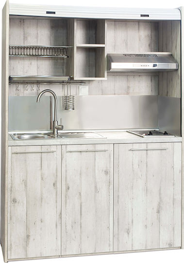 Silver KΣ160 KΣ160-Kokkino Kitchenette with Left Sink Bowl 160x65x209cm Red