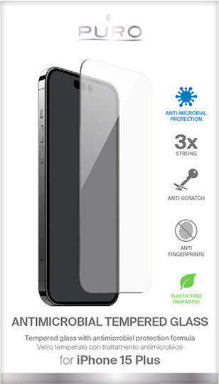 Puro Antibacterial Tempered Glass (iPhone 15 Plus / 16 Plus)
