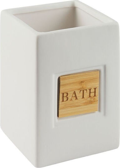 Beliani Badezimmer-Accessoire-Set Keramik Beige 4Stück